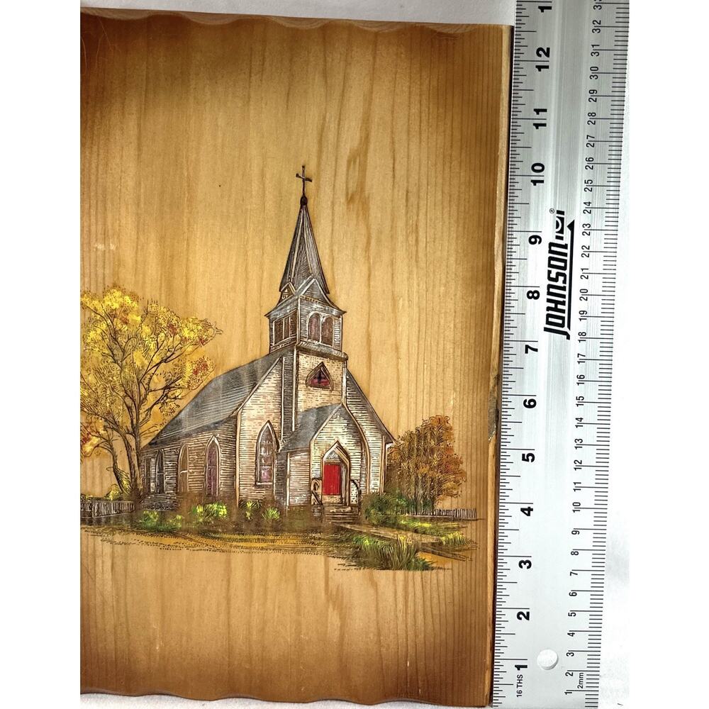 Live Edge Gifts Rustic Church Wood Wall Art Hand Painted Engraved Plaque 12” (B) - Picture 7 of 11